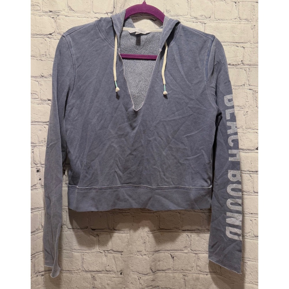 Victorias Secret Beach Bound Cropped Hoodie Sweatshirt Blue Size S P